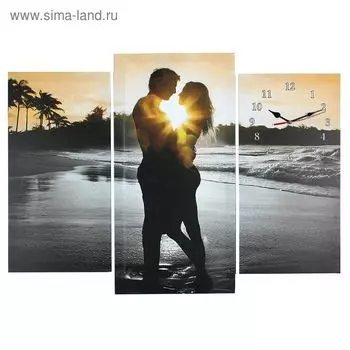 Часы-картина настенные, модульные «Влюблённая пара», 6080 см