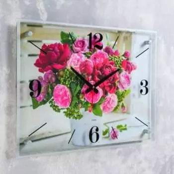 Часы настенные, интерьерные "Пионы", бесшумные, 40 х 56 см