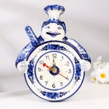 Часы настенные "Повар", гжель, фарфор, 24х19 см