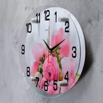 Часы настенные, интерьерные: Цветы, "Нежность", бесшумные, 24 х 34 см
