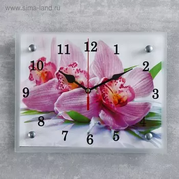 Часы-картина настенные, интерьерные "Орхидея", бесшумные, 25 х 20 см