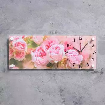 Часы настенные, серия: Цветы, "Пионы", плавный ход, 20 х 50 см