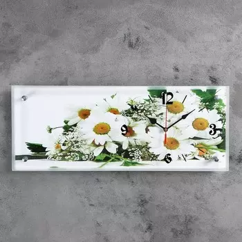 Часы-картина настенные, серия: Цветы, "Ромашки", 20 х 50 см