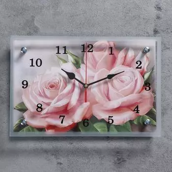 Часы=картина настенные, интерьерные «Розы», бесшумные, 3020 см