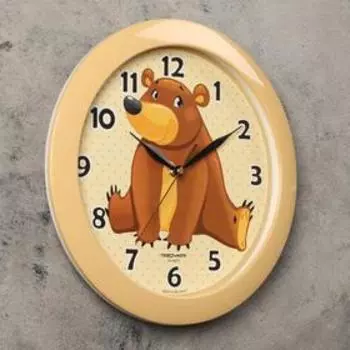 Часы настенные, серия: Детские, "Мишка косолапый", плавный ход, d-29 см