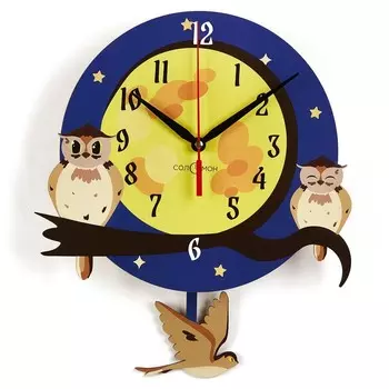Часы настенные детские "Совушки", с маятником, 35 х 30 см