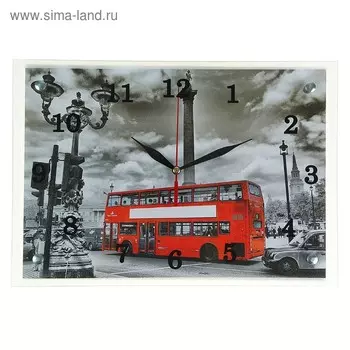 Часы-картина настенные, серия: Город, "Красный автобус", 25х35 см