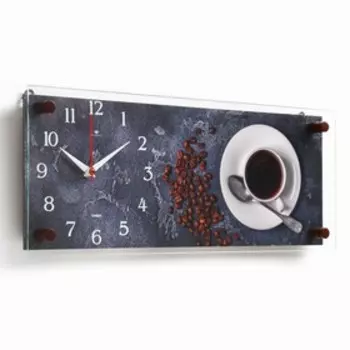 Часы настенные, серия: Интерьер, "Чашка кофе", плавный ход, 50 х 20 см