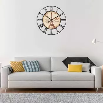 Часы настенные, серия: Интерьер, "Париж", плавный ход, d-45 см