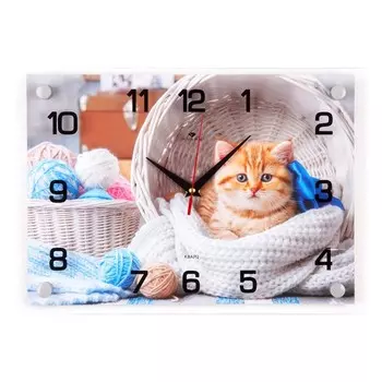 Часы настенные, интерьерные "Я в корзинке", бесшумные, 25 х 35 см