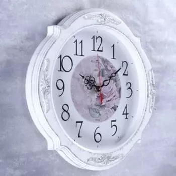 Часы настенные, интерьерные "Баконг", бесшумные, d-40 см, белое серебро