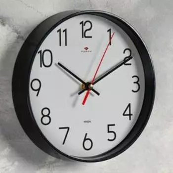 Часы настенные, интерьерные, бесшумные, d-19.5 см, черные
