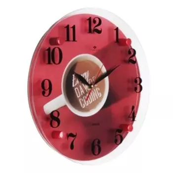 Часы настенные, интерьерные: Кухня, "Чашка кофе", бесшумные, d-30 см