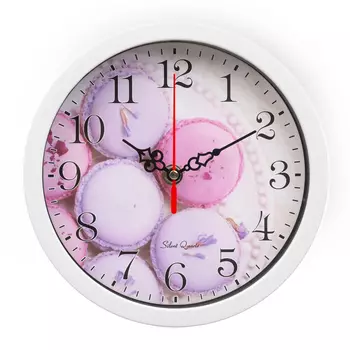Часы настенные, серия: Кухня, "Десерт", плавный ход, d-20 см, белые