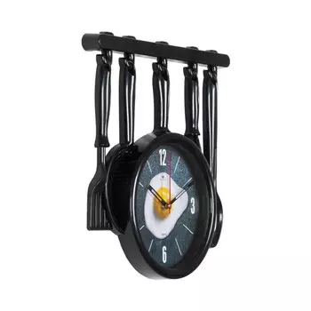 Часы настенные, серия: Кухня. "Столовые приборы", плавный ход, 35 х 32.5 см, корпус черный