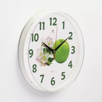 Часы настенные, серия: Кухня, "Зелёное яблоко", "Рубин", 25 х 25 см