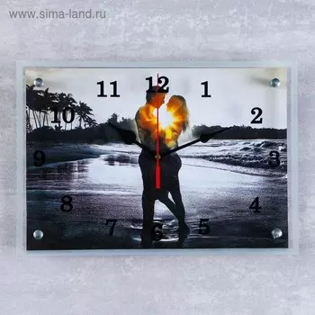 Часы-картина настенные, интерьерные "Влюбленная пара", бесшумные, 25 х 35 см