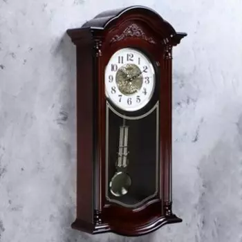 Часы настенные, серия: Маятник, "Кале", плавный ход, d=18 см, 2 АА, 35 х 68 х 13 см