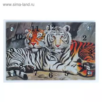 Часы-картина настенные, интерьерные «Тигры», бесшумные, 3020 см
