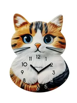 Часы настенные Tommy, котенок, интерьерные, детские, бесшумные, плавный ход, d=33.5 см