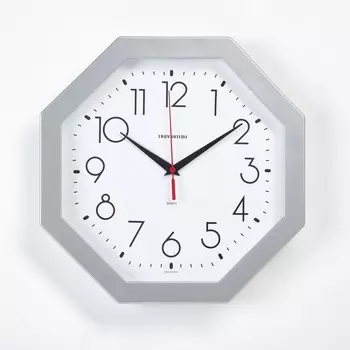 Часы настенные "Восемь граней", серебристые