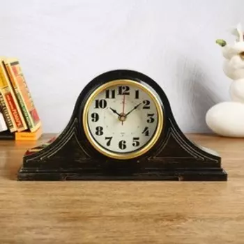 Часы настольные "Джуна", бесшумные, 35 х 18 см, корпус чёрный с золотом