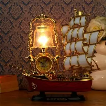 Часы-светильник "Парусник", с будильником, 32 х 28 см