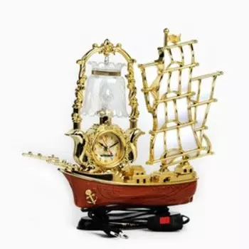 Часы-светильник "Парусник", с будильником, 34 х 33 см