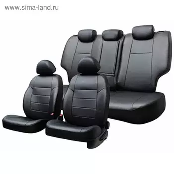 Чехлы на Toyota Land Cruiser Prado 150 2-й рест, 2017-н.в., Экокожа, 16 пр. Skyway Черный , Ty26-2K
