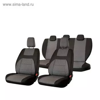 Чехлы сиденья Ford FOCUS 3 c 2011 Trend Sport Titanium жаккард 12 предм. SKYWAY, темно-серый , Fr2-2