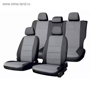 Чехлы сиденья Nissan Qashqai 2006-2013 5мест SUV жаккард 13 предм. SKYWAY, черный, серый, Nis2-2