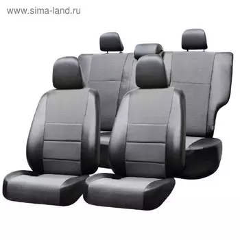 Чехлы сиденья RENAULT Duster 2010-2015 Privilege, Expression жаккард/экокожа 12 пр. SKYWAY, тёмно-серый Rn5-2C