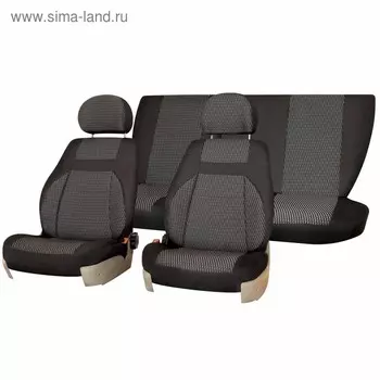 Чехлы сиденья Skyway ГАЗ-3110 1997-2008, жаккард, 11 предметов, тёмно-серые, G011-D2