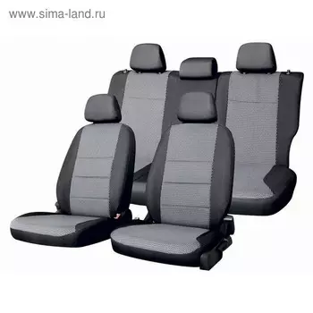 Чехлы сиденья Toyota Camry 2001-2006 седан (XV30) жаккард 15 предм. SKYWAY, черный, серый, Ty8-2