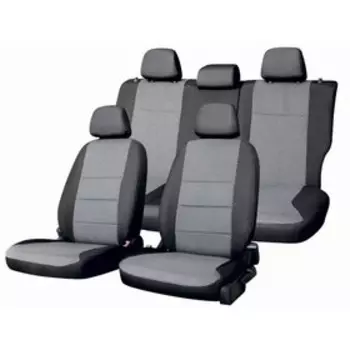 Чехлы сиденья Toyota Land Cruiser Prado 120 2002-2009 жаккард 13 предм.черный, серый , Ty13-2
