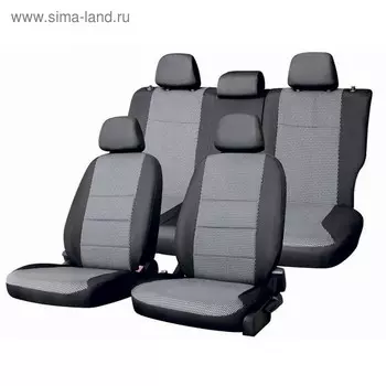 Чехлы сиденья Toyota Land Cruiser Prado 120 2002-2009 жаккард 13 предм.черный, серый , Ty13-2