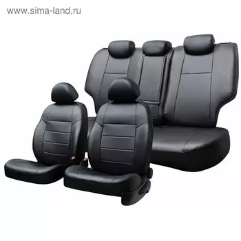 Чехлы сиденья Volkswagen Polo 2010-н.в сед. слитная спинка, экокожа,11 предм.Skyway, черный , Vw2-2K