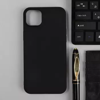 Чехол для iPhone 14 Plus, силиконовый, матовый, черный