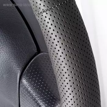 Чехол для перетяжки руля AUTOPROFI SAM-201 BK (M), перфорированная натуральная кожа, нить, игла, цвет чёрный