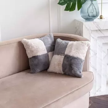 Чехол для подушки, размер 45x45, цвет серый/кремовый