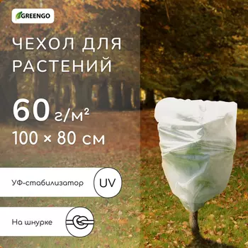 Чехол для растений, трапеция на шнурках, 10080 см, спанбонд с УФ-стабилизатором, плотность 60 г/м