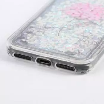 Чехол для телефона iPhone 7,8 с блёстками внутри Flower, 6.8 14 см