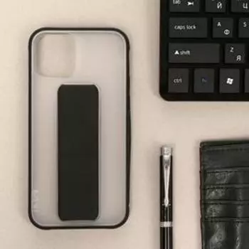 Чехол LuazON для iPhone 12/12 Pro, с ремешком-подставкой, пластиковый, черный