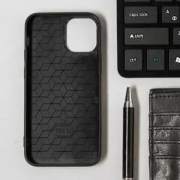 Чехол LuazON для iPhone 12 mini, поддержка MagSafe, вставка из стекла и кожи, синий