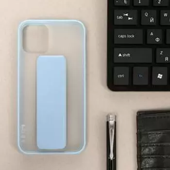 Чехол LuazON для iPhone 12 mini, с ремешком-подставкой, пластиковый, голубой