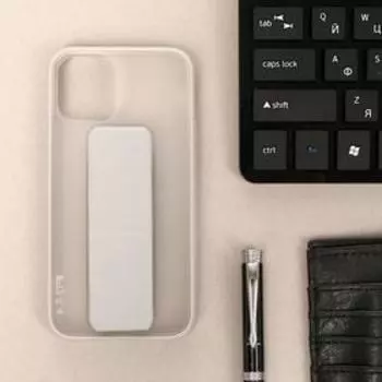 Чехол LuazON для iPhone 12 mini, с ремешком-подставкой, пластиковый, серый