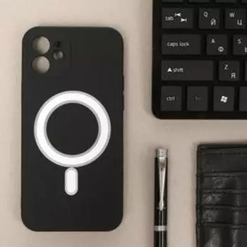 Чехол LuazON для iPhone 12, поддержка MagSafe, силиконовый, черный