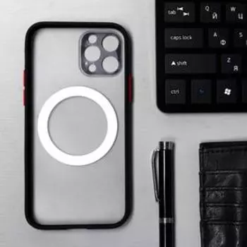 Чехол LuazON для iPhone 12 Pro, поддержка MagSafe, с окантовкой, пластиковый, черный