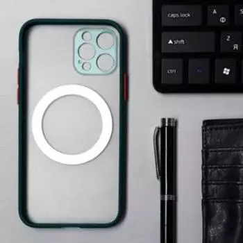Чехол LuazON для iPhone 12 Pro, поддержка MagSafe, с окантовкой, пластиковый, зеленый