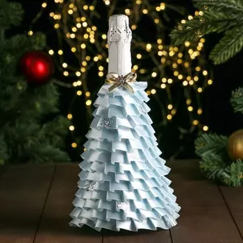 Чехол на бутылку «Елочка» цвет голубая, микс